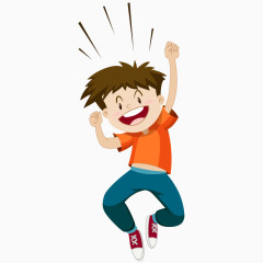 卡通欢呼小男孩