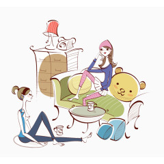 女孩聚会场景素材