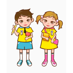 小男孩小女孩卡通