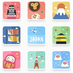 矢量精美日本特色文化卡片素材
