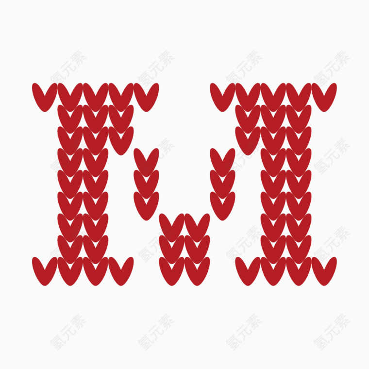 针织字母爱心字母M
