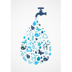 创意水龙头水滴素材