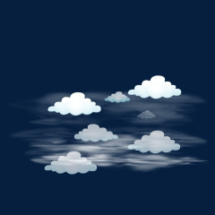 手绘唯美半透明蓝色白云漂浮物
