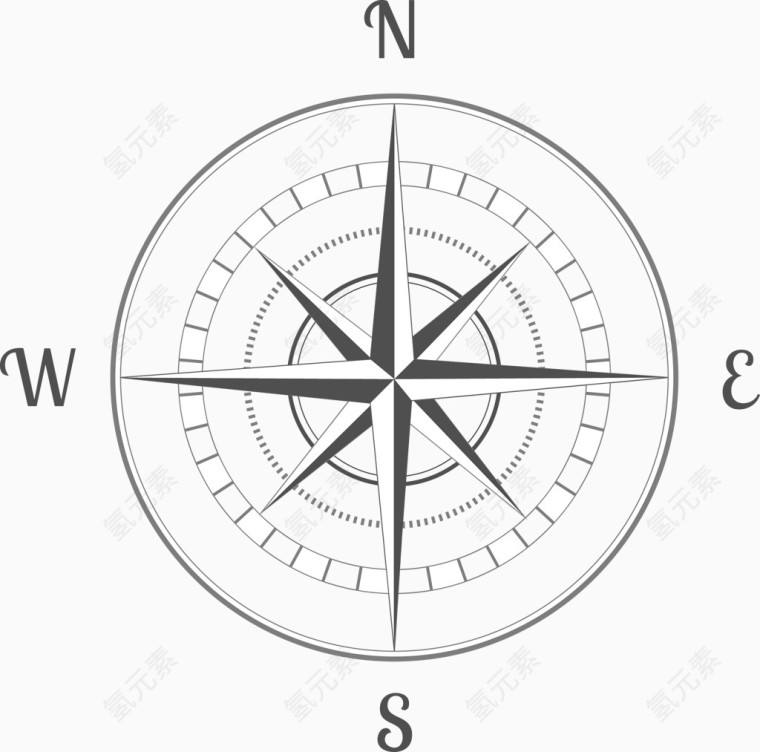 矢量手绘指南针