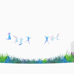装饰背景 草地 跳跃 青春