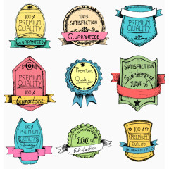 手绘盾牌标签元素合集