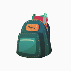 开学季卡通手绘绿色书包