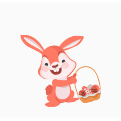 复活节卡通兔子提着一篮彩蛋