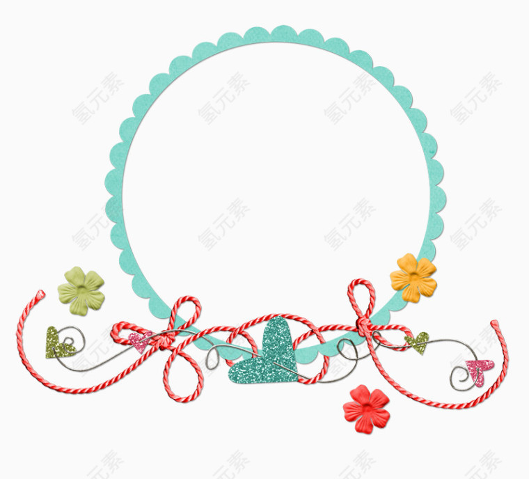 蓝色圆环花边边框