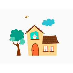 房子树卡通矢量元素