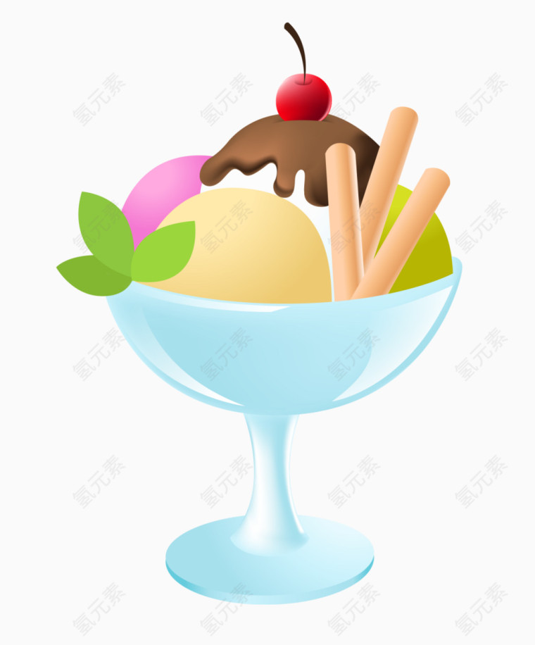 立体冰淇淋樱桃