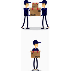 矢量快递员搬货素材