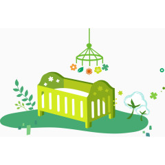 卡通手绘婴儿床