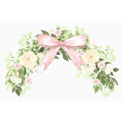 粉色蝴蝶结娇艳花卉