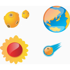 卡通矢量可爱地球外星太阳