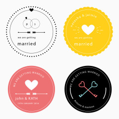 圆形婚礼节日徽章