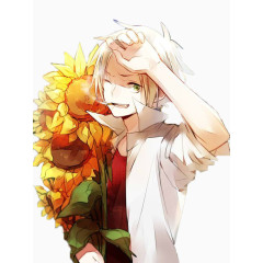 卡通人物动漫男孩帅气向日葵素材PNG