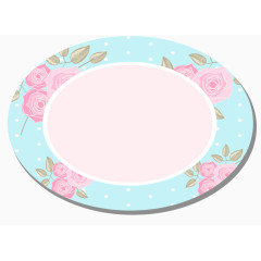 粉色印花蓝底椭圆边框