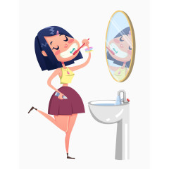 早晨洗漱的女孩