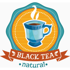 茶杯茶叶茶标贴矢量图