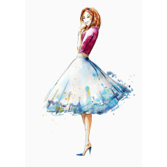 彩绘裙装美女