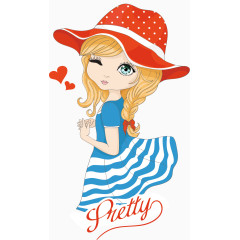 卡通手绘戴帽子的可爱女孩