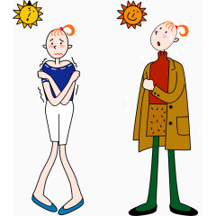 手绘冷热对比插画