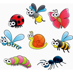8个可爱大眼睛卡通昆虫