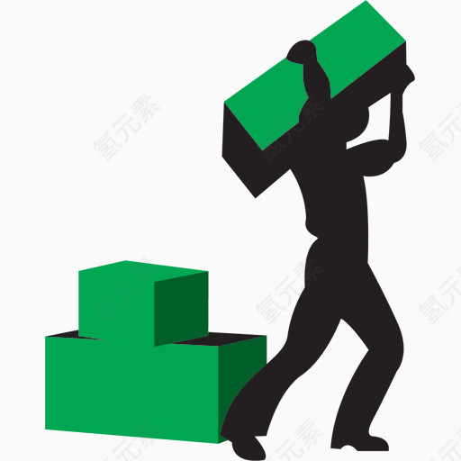工人绿色3D推动者图标