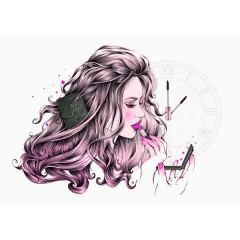化妆品美女插画