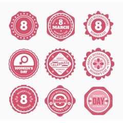 圆形妇女节标签粉色