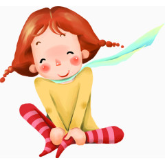 抱脚的可爱小女孩