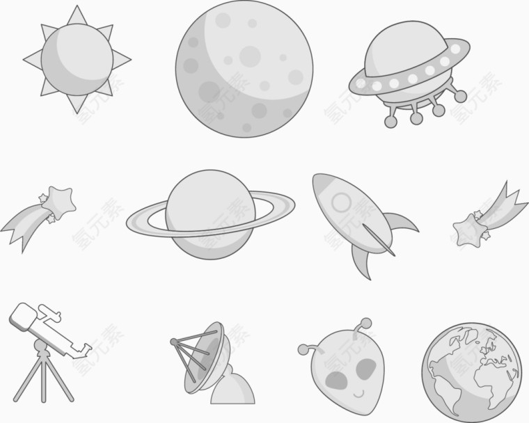 矢量手绘星球