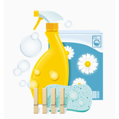 卡通绘制的一堆化妆品