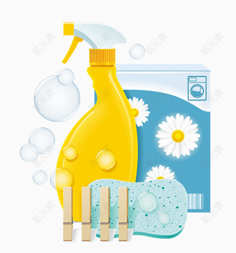 卡通绘制的一堆化妆品