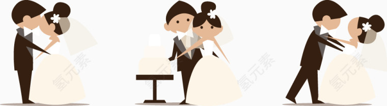 矢量手绘婚礼人物