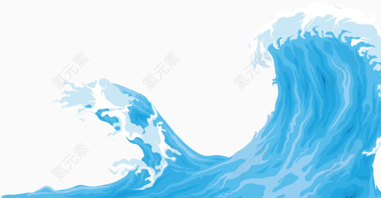 手绘水彩海浪