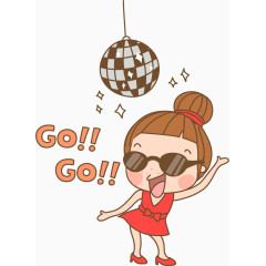 卡通手绘跳舞的女孩 