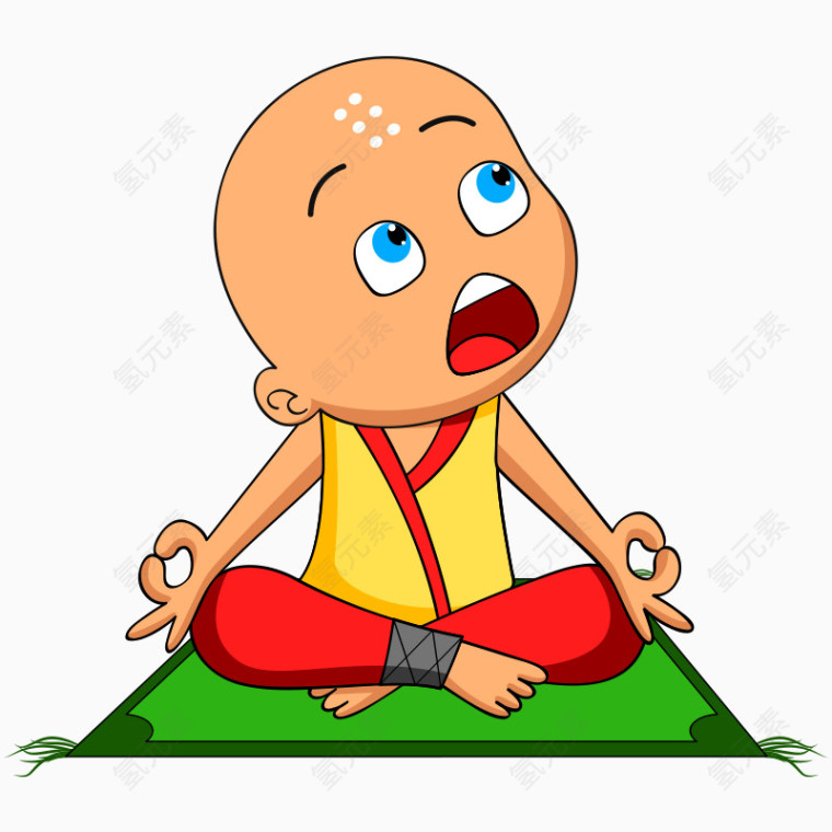 卡通小和尚人物练功表情