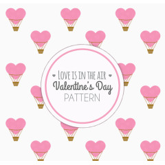 爱心热气球无缝背景矢量