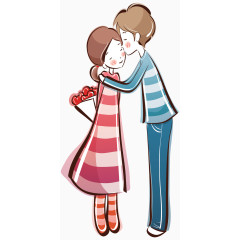 手绘甜蜜亲吻情侣