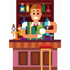 调酒场景卡通手绘图标元素