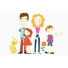 卡通手绘一家四口