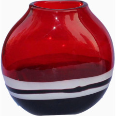 红色玻璃透明花瓶