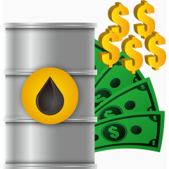矢量石油桶和纸币