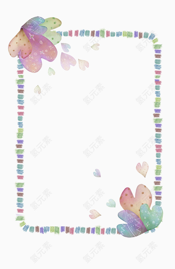 水彩花朵边框