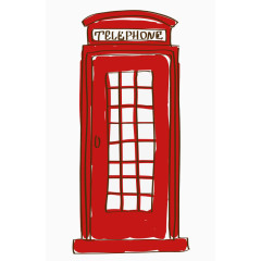 卡通红色电话亭