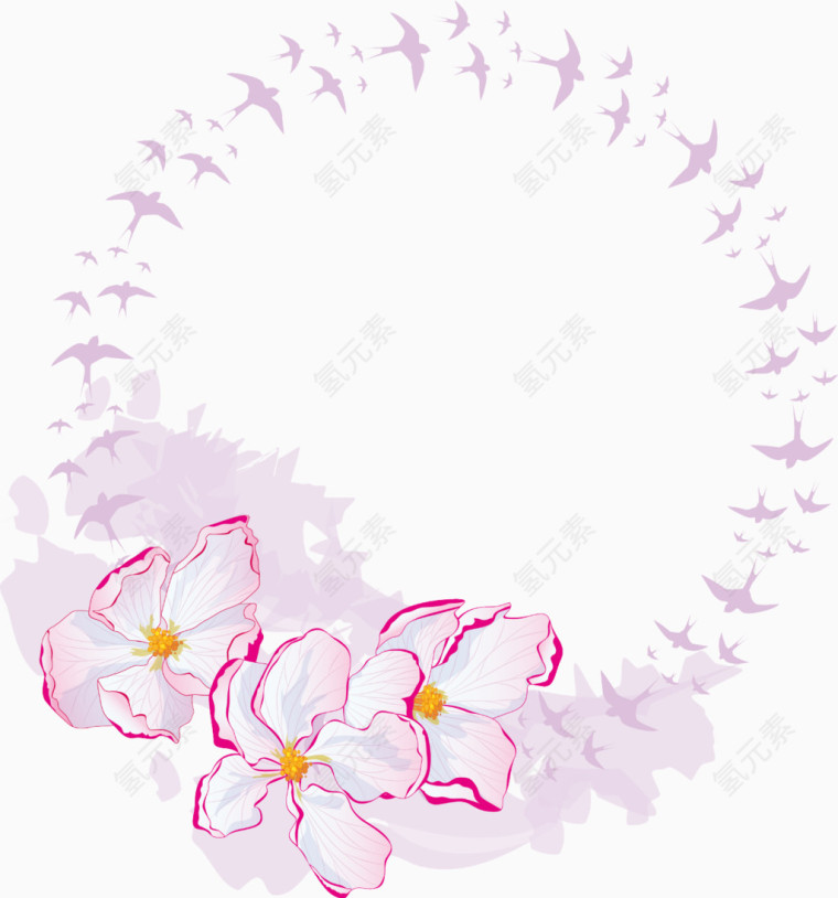 鲜花圆形边框