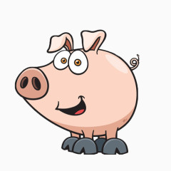 手绘小猪微笑笨笨的