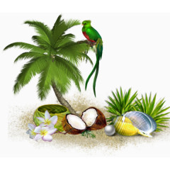 卡通夏季度假海滩